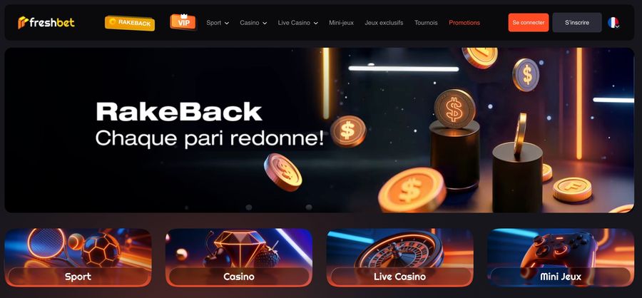 Capture d’écran du site Freshbet en version française