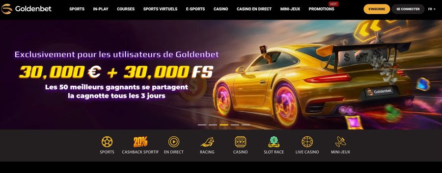 Capture d’écran du site Goldenbet en version française